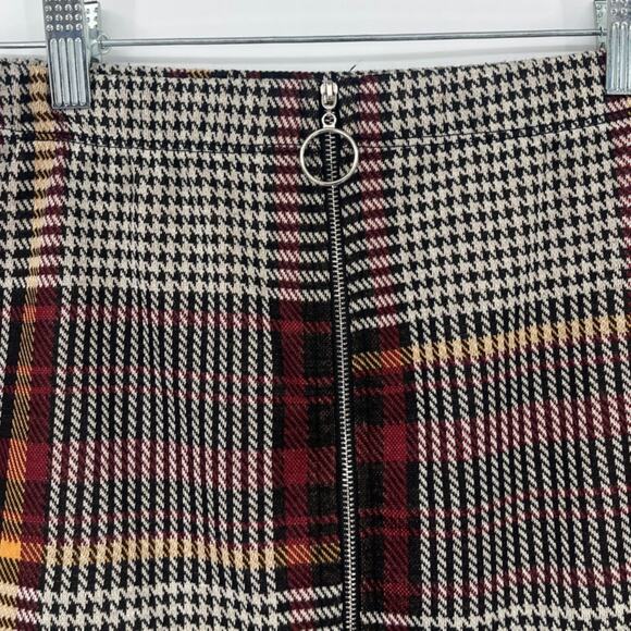Y2K Rainbow Plaid Mini Skirt Sz L Grunge Houdstooth Punk Preppy Clueless USA 90s - Picture 2 of 8